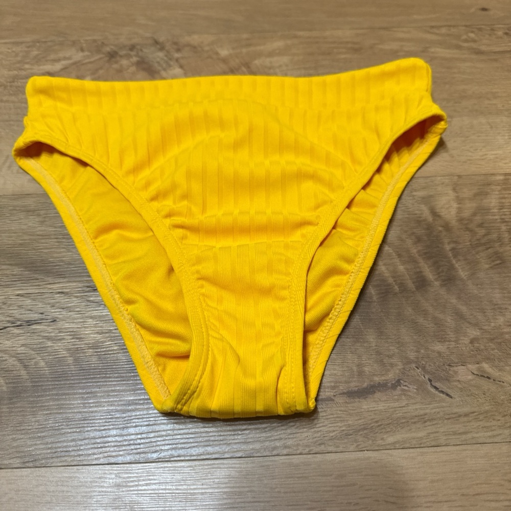 Size Small 0-2 Xhilaration Solid Yellow Bikini High Waist Swim Bottoms Swimsuit